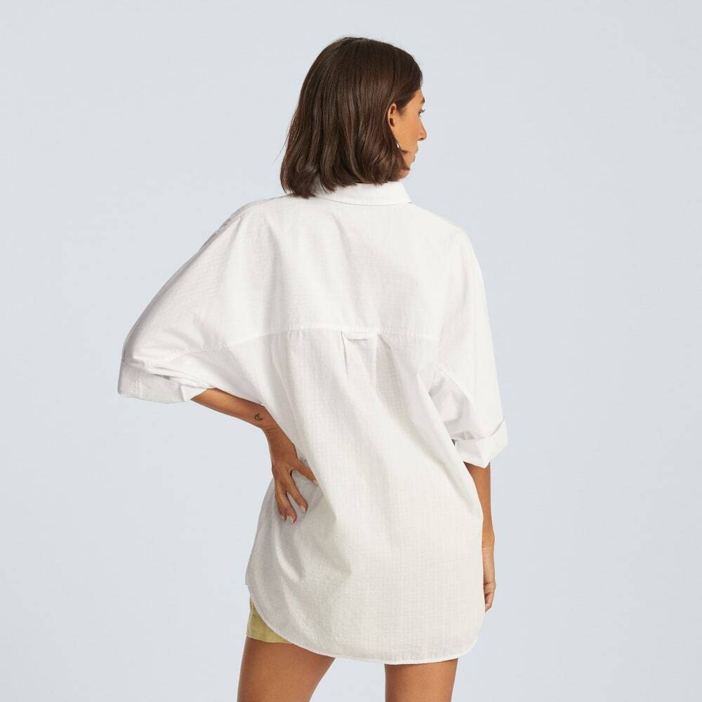 Everlane Tourist Oversized White Cotton Shirt XS Lightweight Button Up Travel - Picture 4 of 14